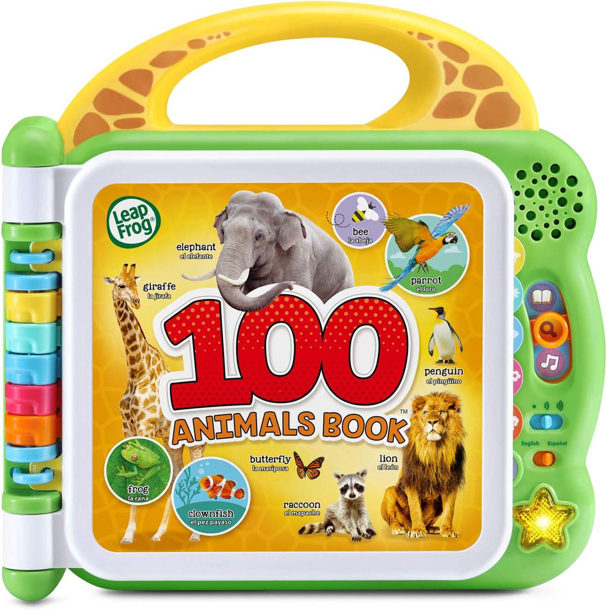 Green interactive 100 animals learning book toy with animal word artwork