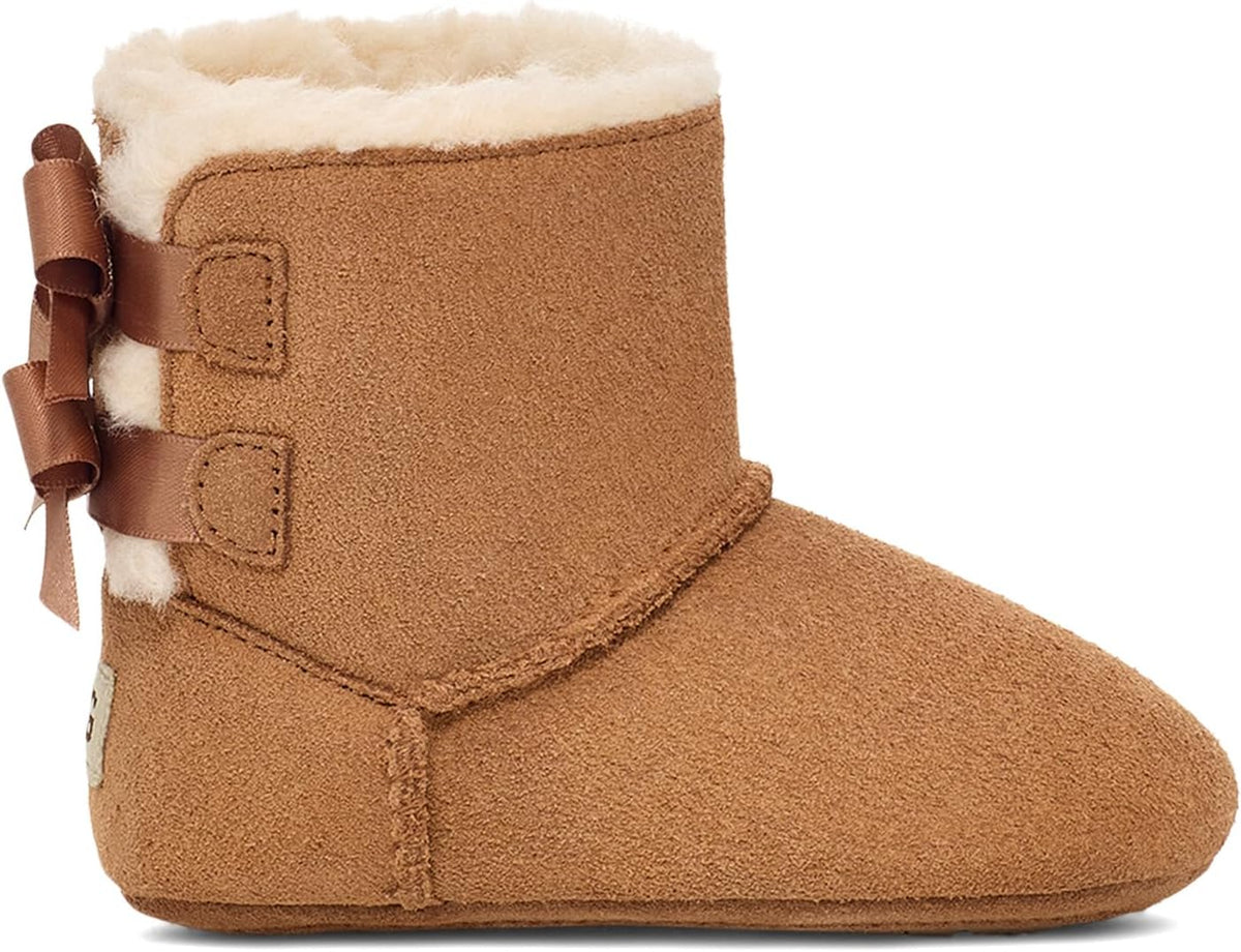 UGG baby Bailey bow boots chestnut suede with bow ties and plush shearling cuff
