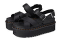Dr. Martens Voss II Quad platform sandals, black leather straps with buckles