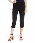 Black pull-on capri pants with elastic waist