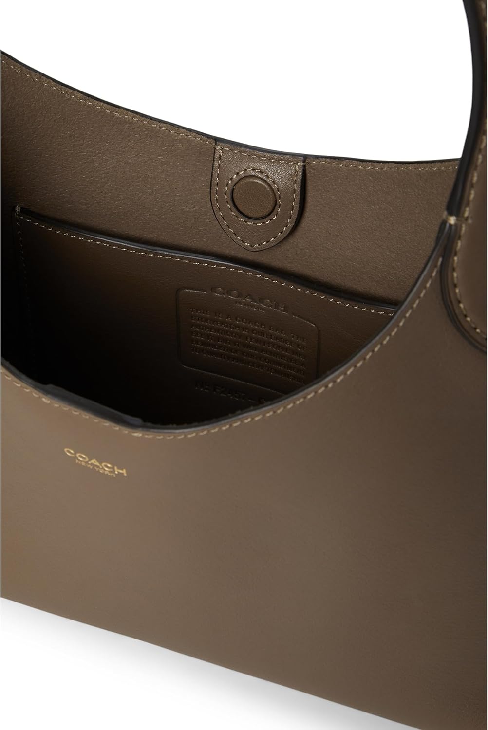 COACH leather hobo bag interior pocket with snap tab