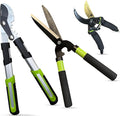 Hedge shears with black and green handles