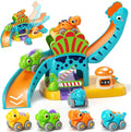 Dinosaur slide playset with 4 mini push cars and castle arch