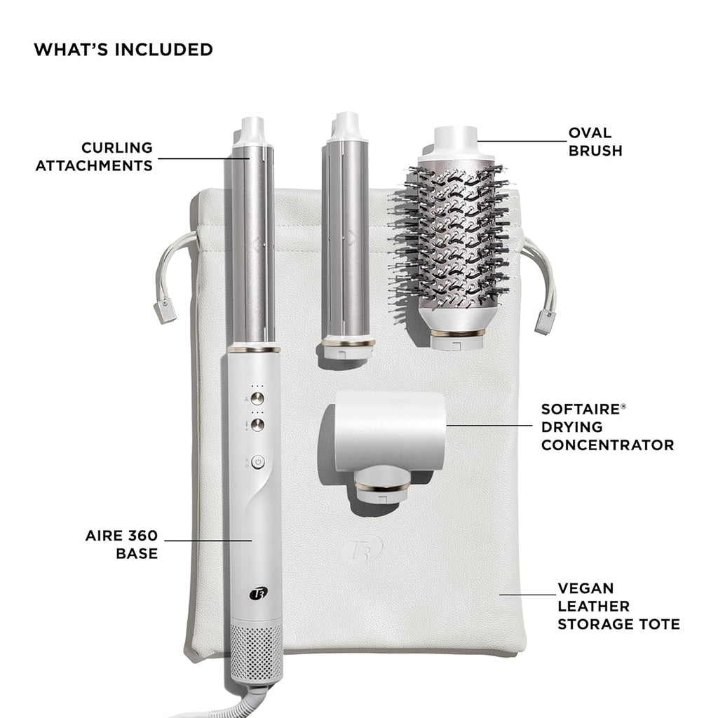 Multi-styler kit with curling attachments, drying concentrator, oval brush, and storage tote
