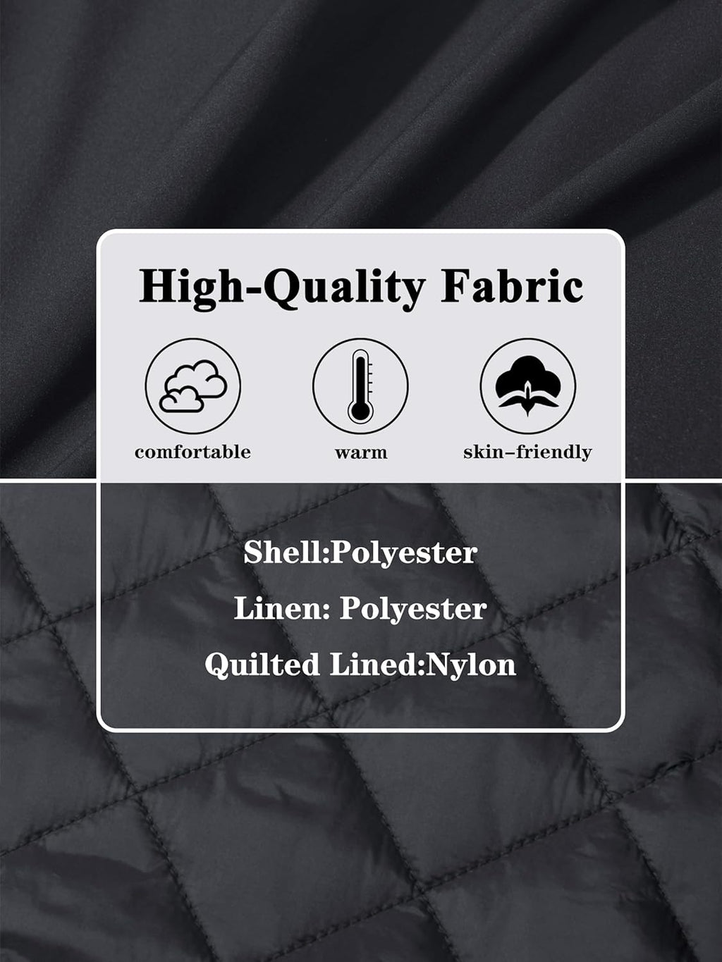 Men's black quilted bomber jacket fabric with diamond stitch pattern