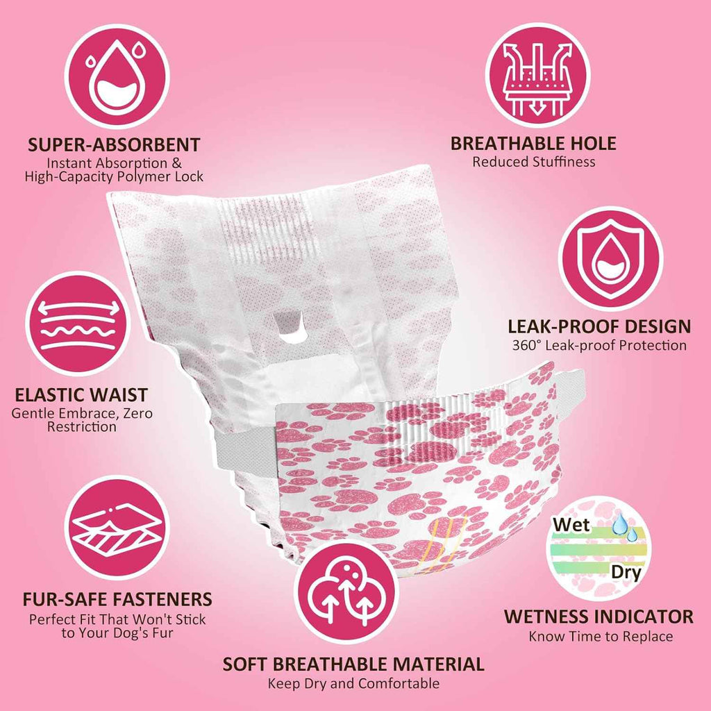 Disposable dog diaper opened to show its soft inner lining and adjustable fasteners.