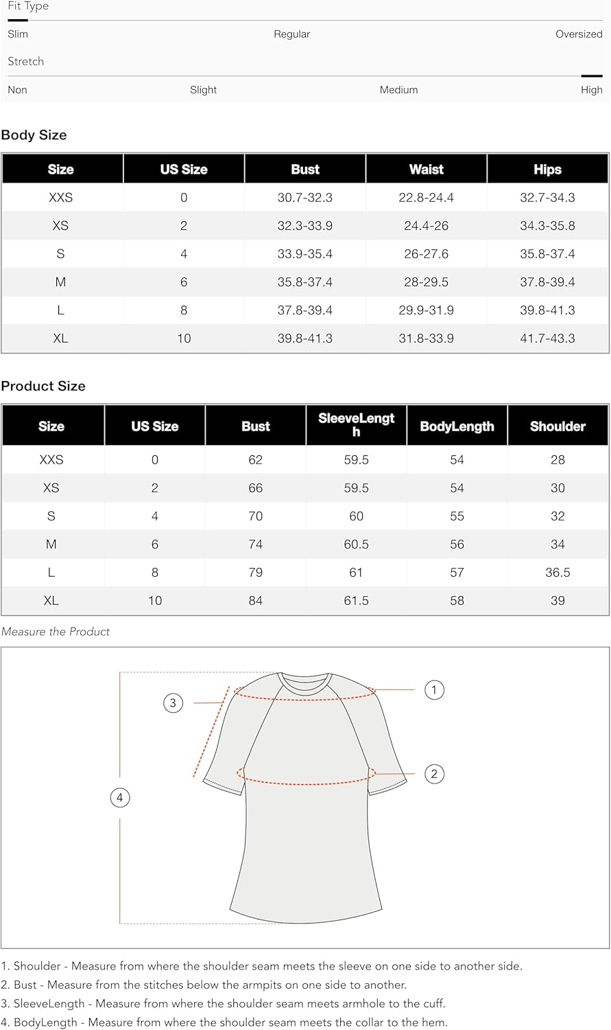 Size chart and garment measurement diagram for a fitted mock turtleneck top.