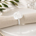White gemstone beaded napkin ring with oval glass beads and sparkle detail