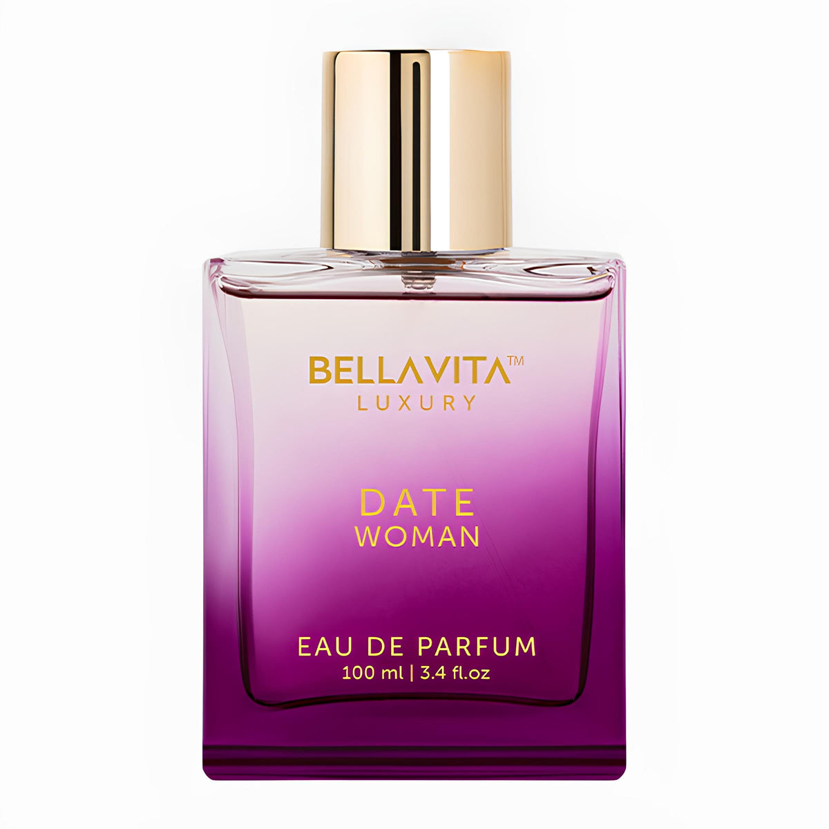 Bellavita Luxury eau de parfum bottle, purple glass with gold cap