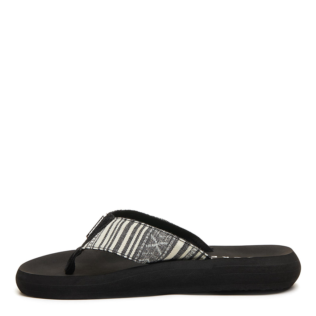 Rocket Dog women's striped fabric thong flip-flop, black rubber sole