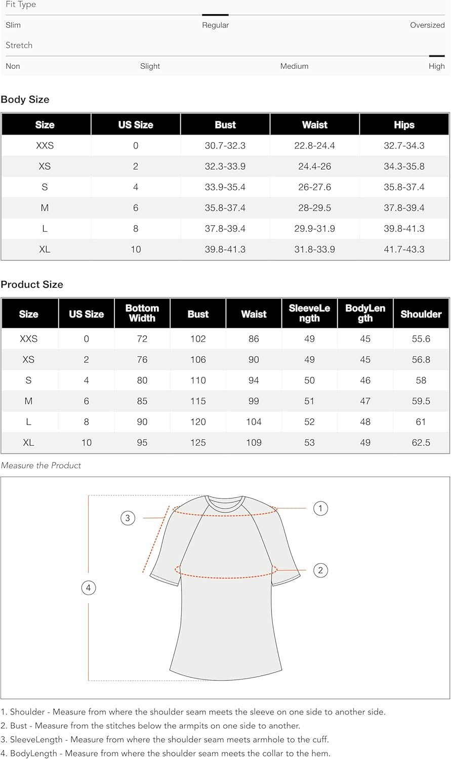 Sweater size chart table with bust, waist, hips, and sleeve measurements