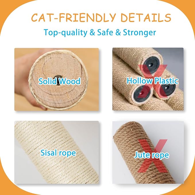Close-up detail graphic of sisal and rope textures for scratching posts