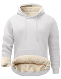 Men's sherpa-lined fleece hoodie with hood and kangaroo pocket, white