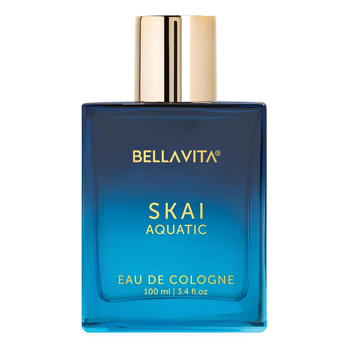Bellavita Luxury eau de cologne bottle, blue glass with gold cap