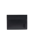 Saint Laurent black leather cardholder with YSL logo and horizontal card-slot panels