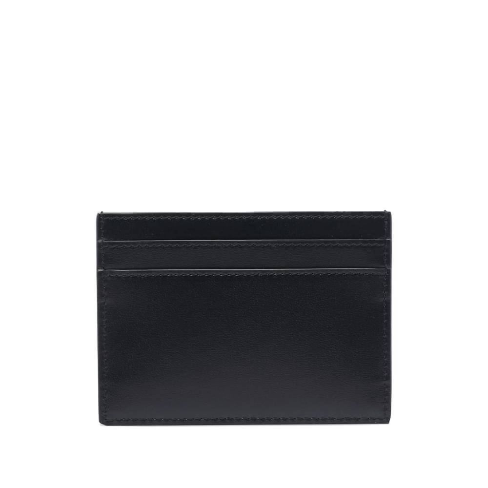 Black leather cardholder back with stitched card-slot panel
