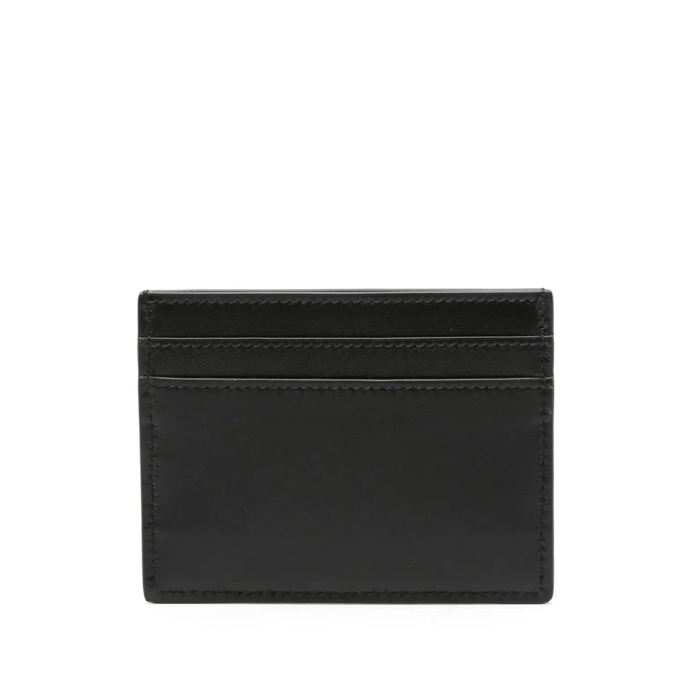 Saint Laurent black leather cardholder with stitched front panels