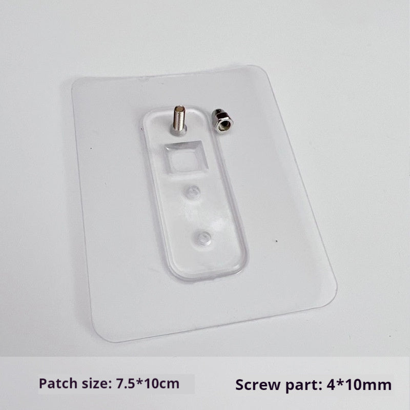 Clear adhesive mounting pads with screws for corner shower rack installation