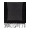 Saint Laurent gray men’s scarf with black-edged frame and fringe hem