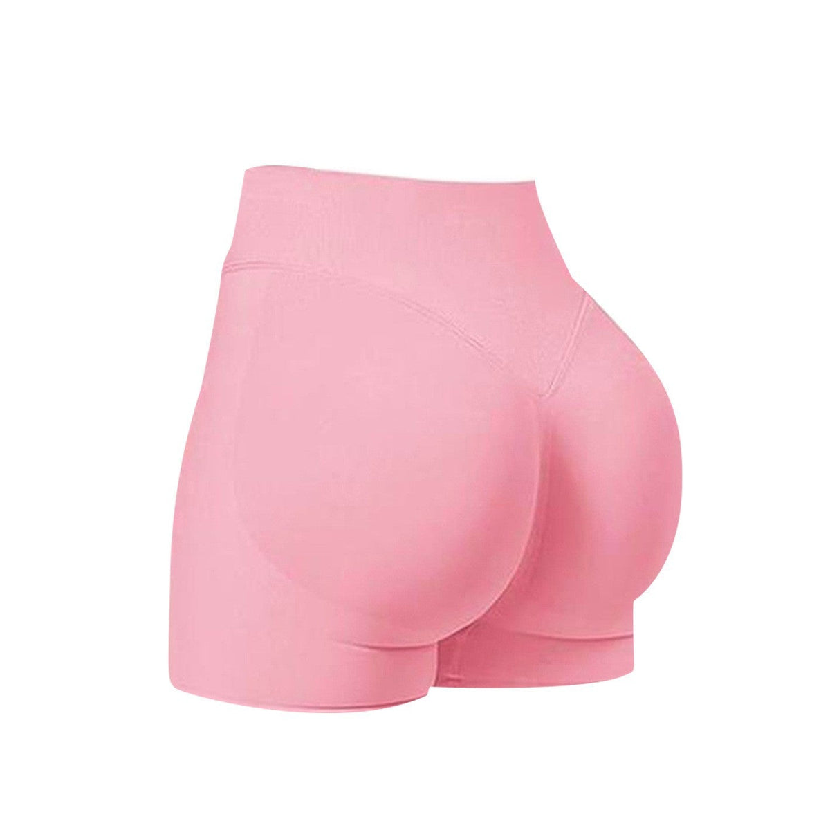 High-waist yoga shorts in pink with sculpted contour seam detail