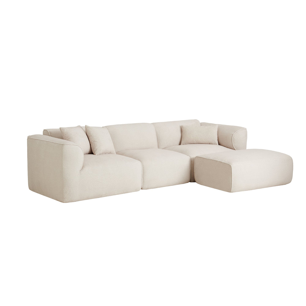 Light beige L-shaped sectional sofa with multiple ottoman/chaise pieces