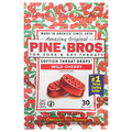 Pine Bros Softish throat drops in Wild Cherry box with cherry pattern and honey note