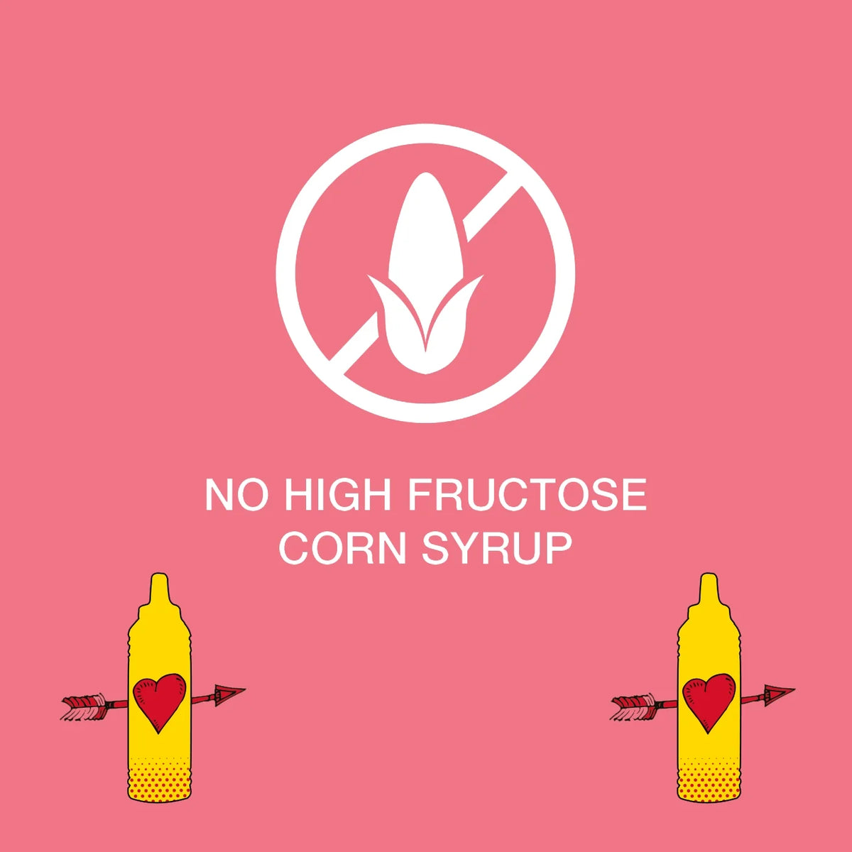 No high fructose corn syrup badge on spicy ketchup label graphic