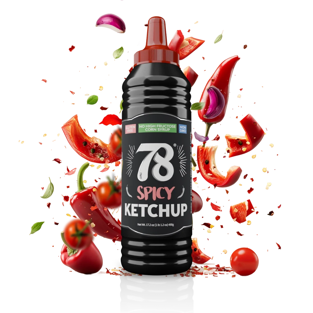 78 Spicy Ketchup squeeze bottle with tomato and chili pieces