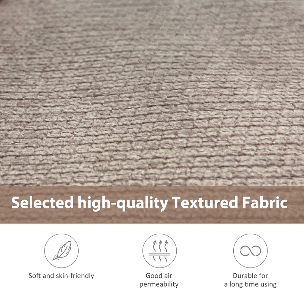 Textured warm grey upholstery fabric with soft, breathable weave