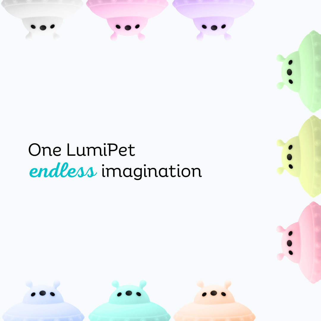 Glowing UFO night lights in multiple pastel colors with three-hole face