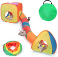 Rainbow rabbit play set with a cube, tent, connecting tunnel, and carrying case
