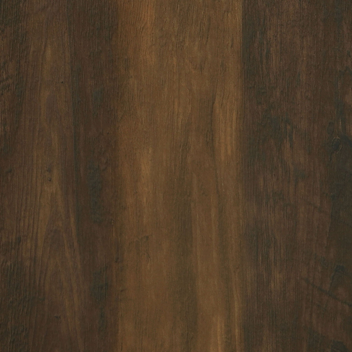 Close-up of dark pine engineered wood tabletop with visible grain and stain finish