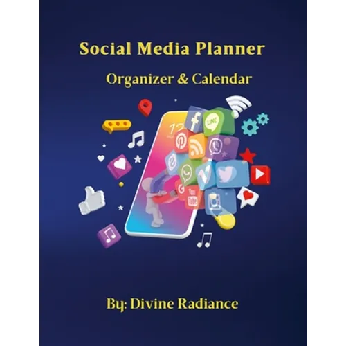 Social media planner paperback book cover with organizer and calendar text