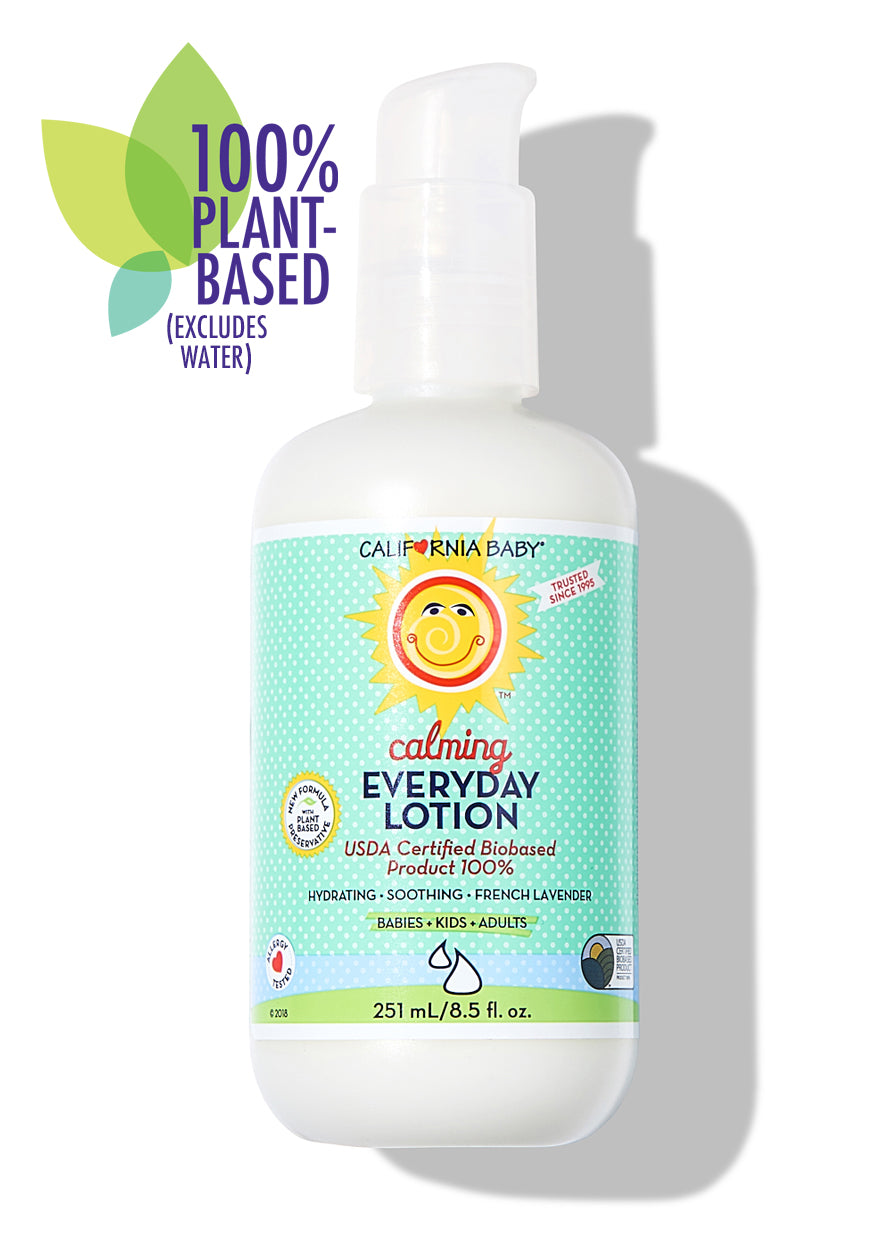Calming Everyday Lotion pump bottle, white with mint label, 8.5 fl oz