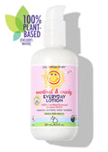 Everyday lotion bottle with white pump and pink label, 251 mL