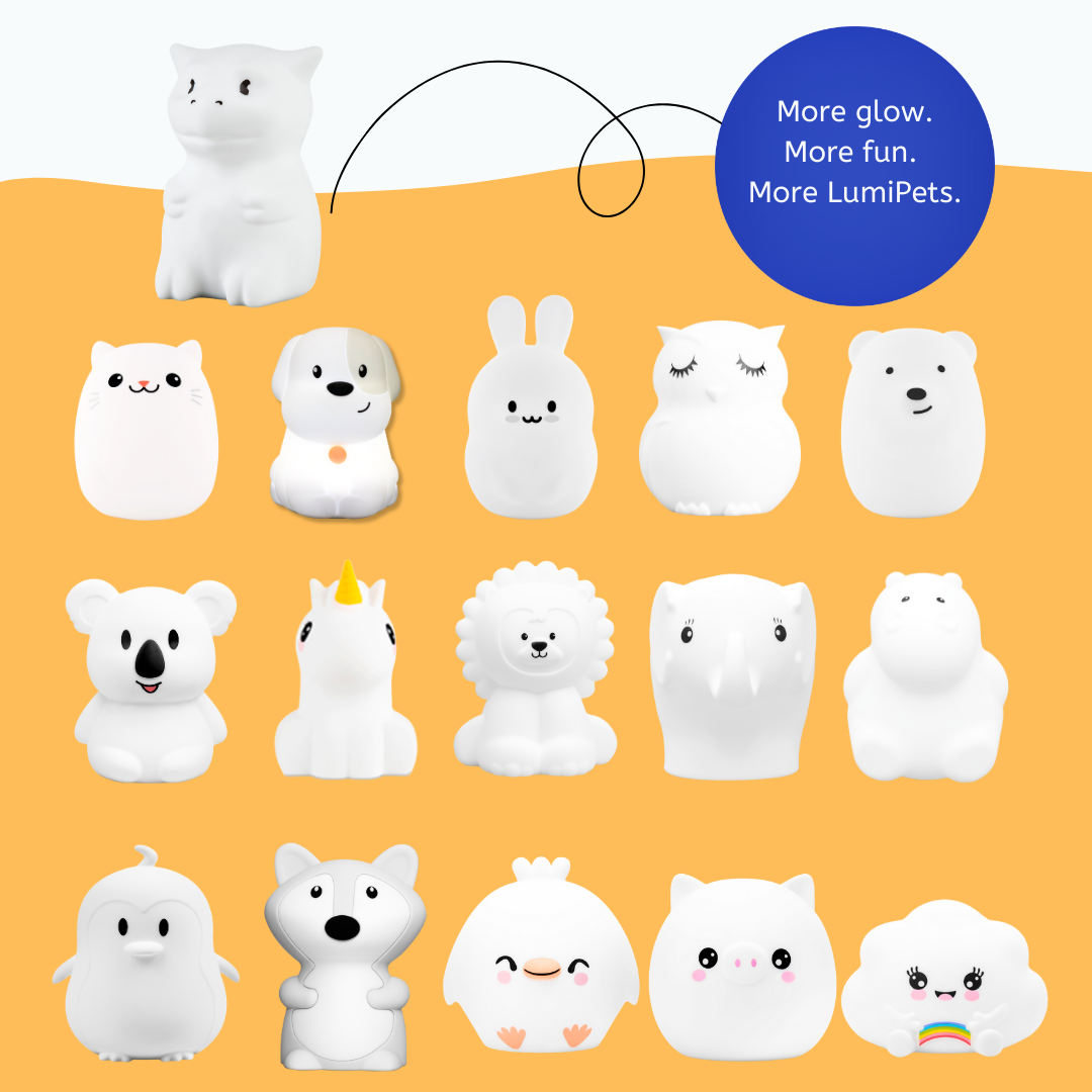 Assorted LumiPets silicone animal night lights lineup