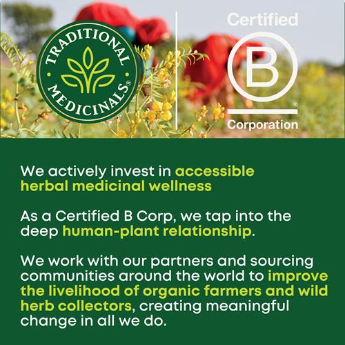Traditional Medicinals tea carton insert with Certified B Corporation message