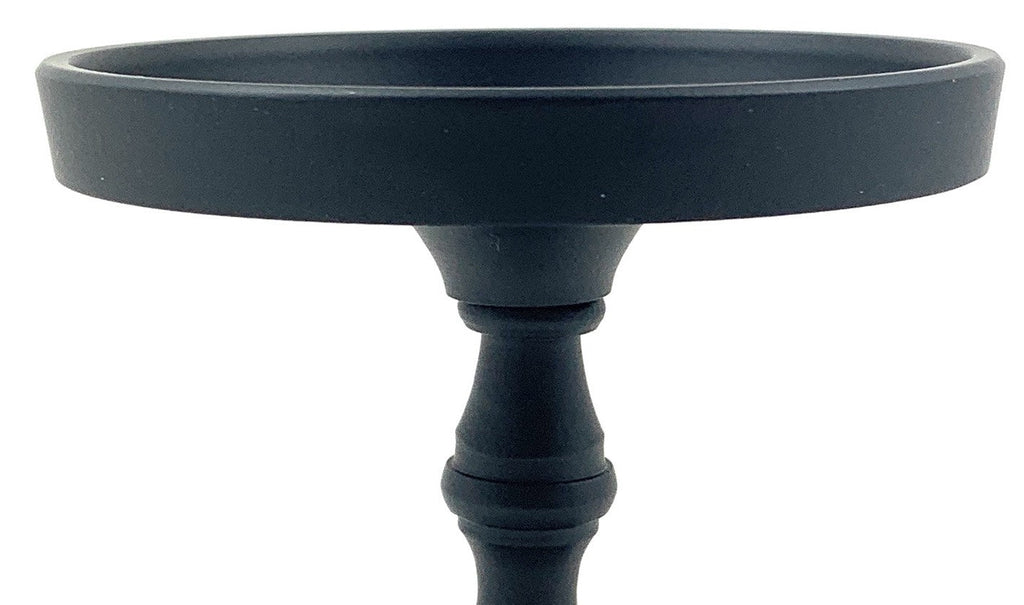Matte black pillar candle holder top and stem detail