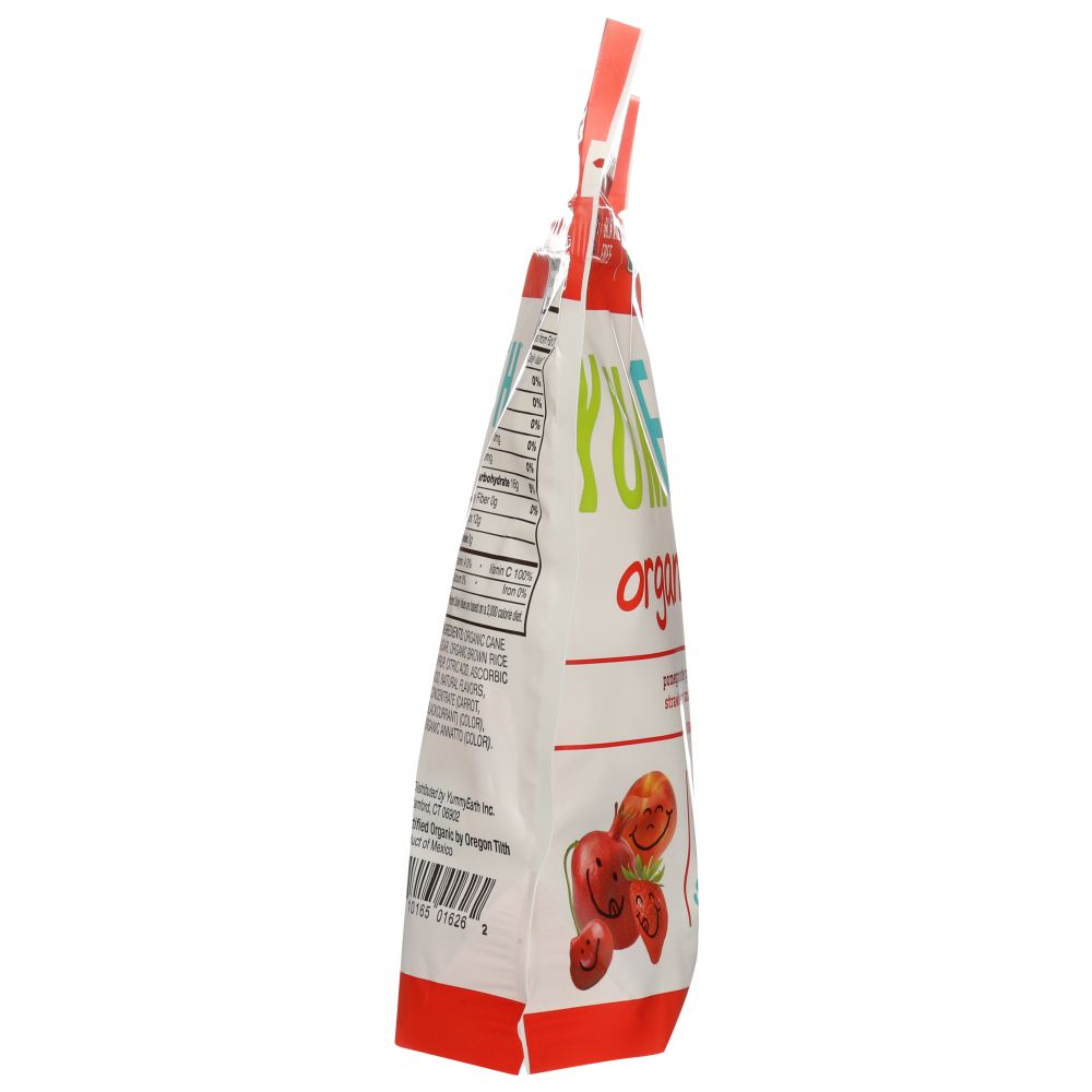 YUMEARTH ORGANICS assorted organic pops pouch, narrow side view, red stripe
