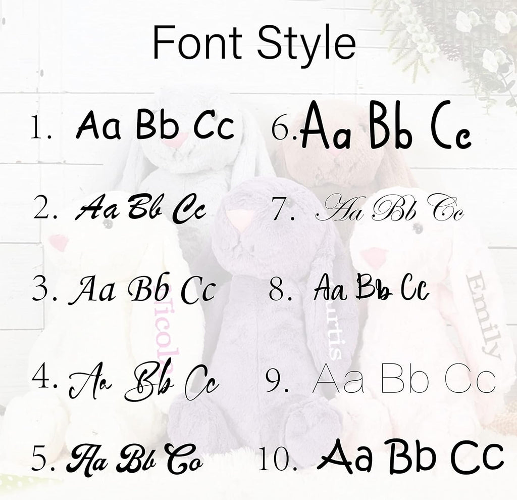 Embroidery font style examples for custom name stitching