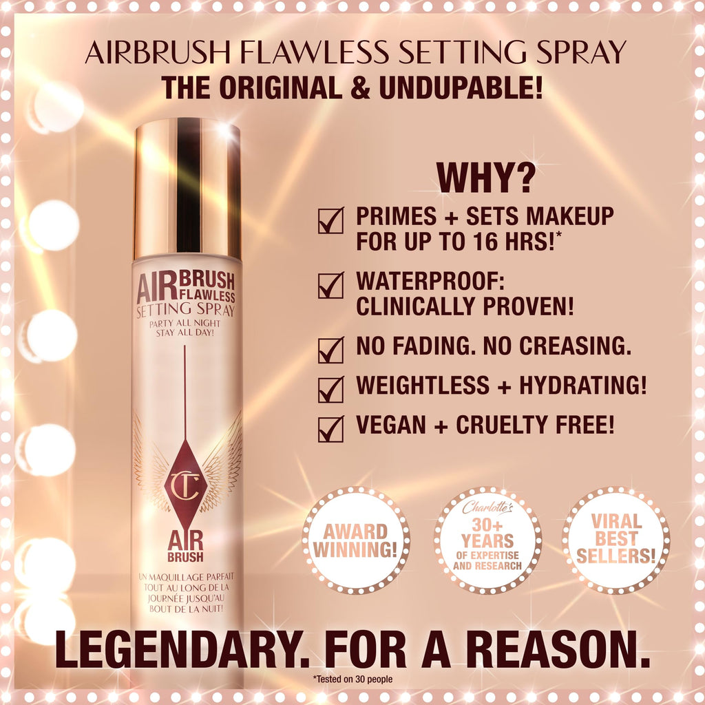 Airbrush Flawless setting spray bottle with rose-gold cap and pump top
