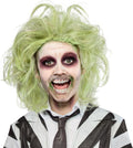 Child green curly character wig with monster face makeup