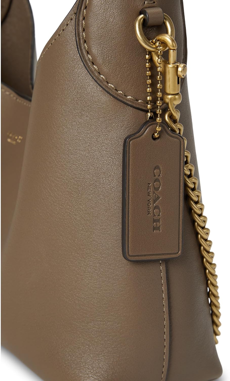 COACH leather shoulder bag with hanging tag and chain strap