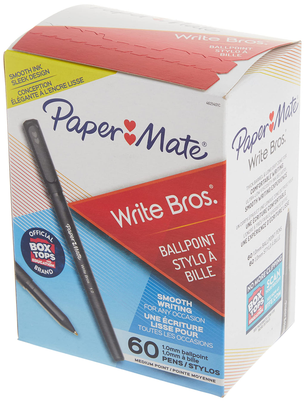 60-pack ballpoint pen box with black ink pens, medium 1.0 mm tip