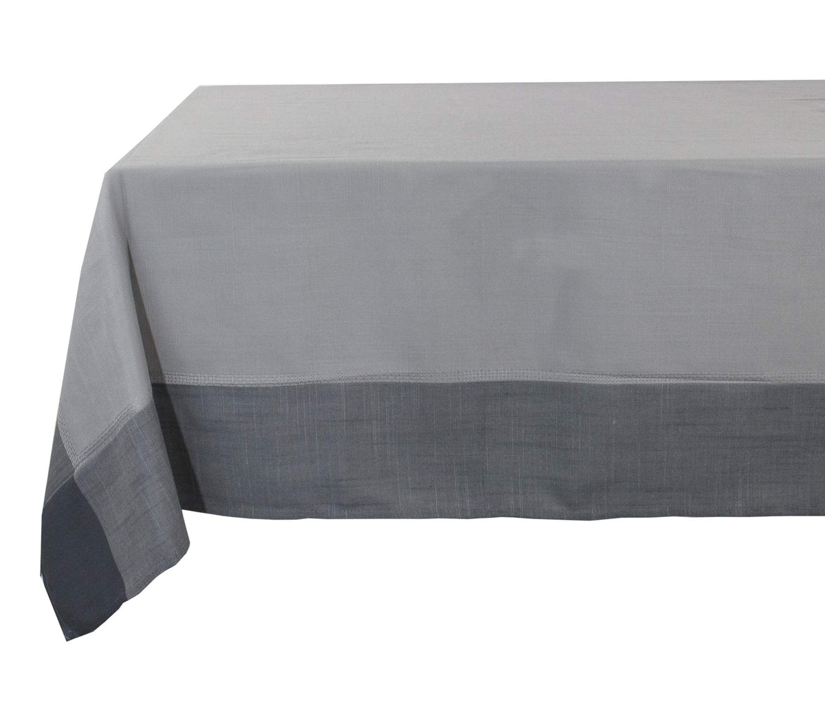 Blue tablecloth with dark border, 55 x 55 inch, folded corner edge view