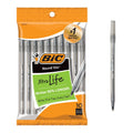 Box of 10 black ballpoint pens, Round Stic Xtra Life, medium 1.0mm point.