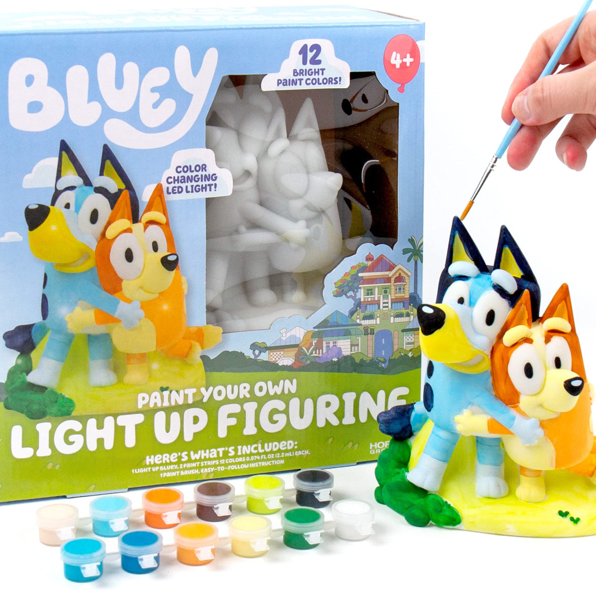 Bluey paint-your-own light-up figurine art set with 12 paint colors and figurine mold