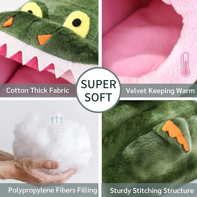 Green plush hideout tent with pink lining and open doorway; soft cozy interior
