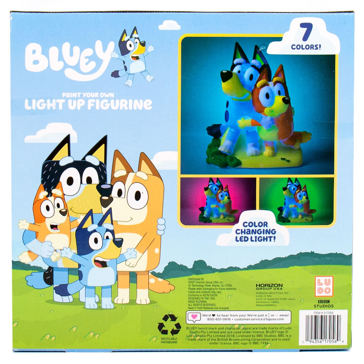 Bluey light-up figurine paint your own art set box with 7 colors and figurine window