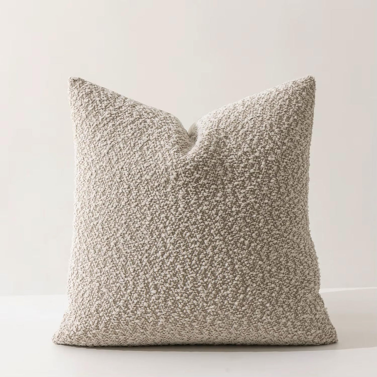 Bouclé throw pillow, square, light beige textured woven cover
